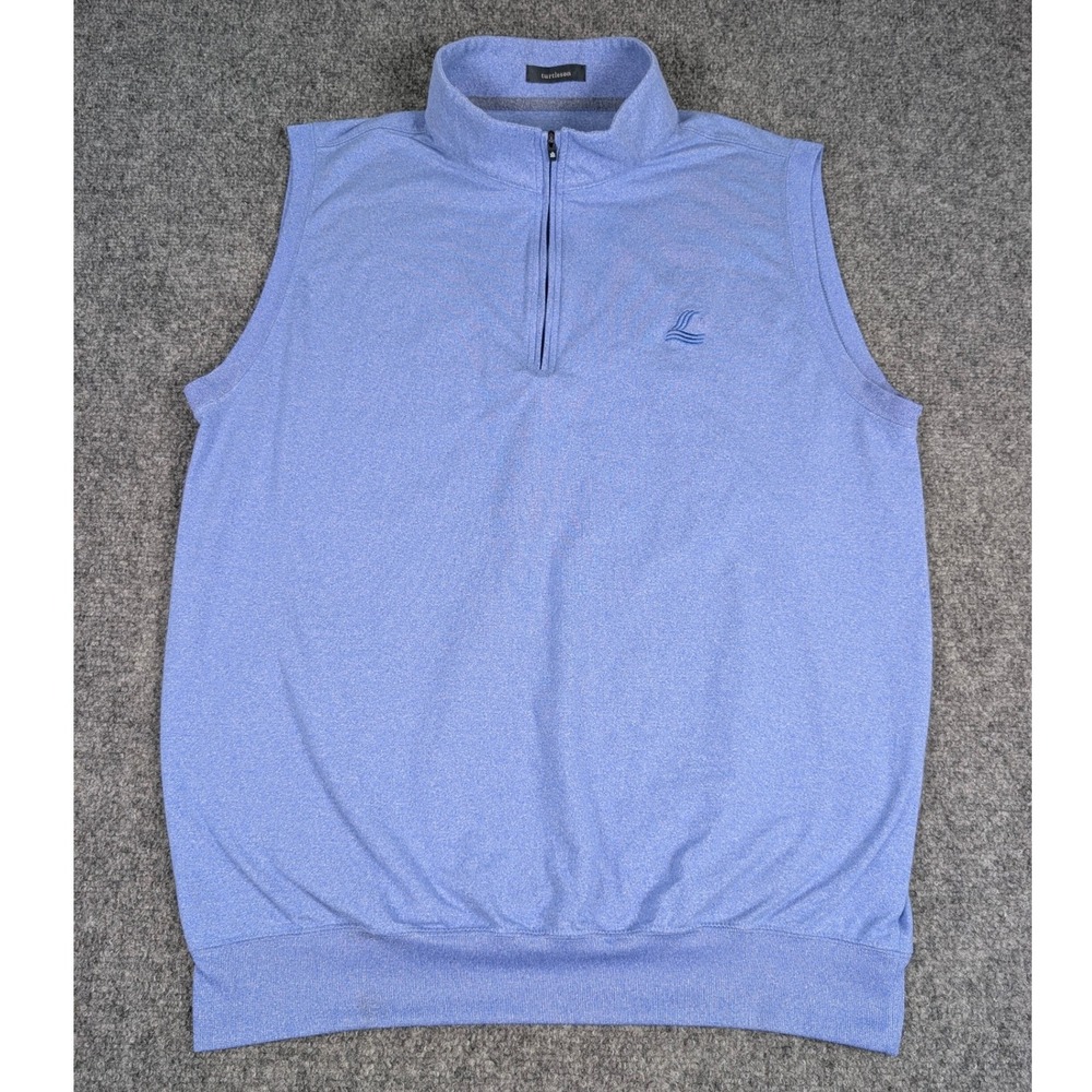 Turtleson Mens Golf Vest Medium‎ Blue Heathered Quarter Zip Performance Layer